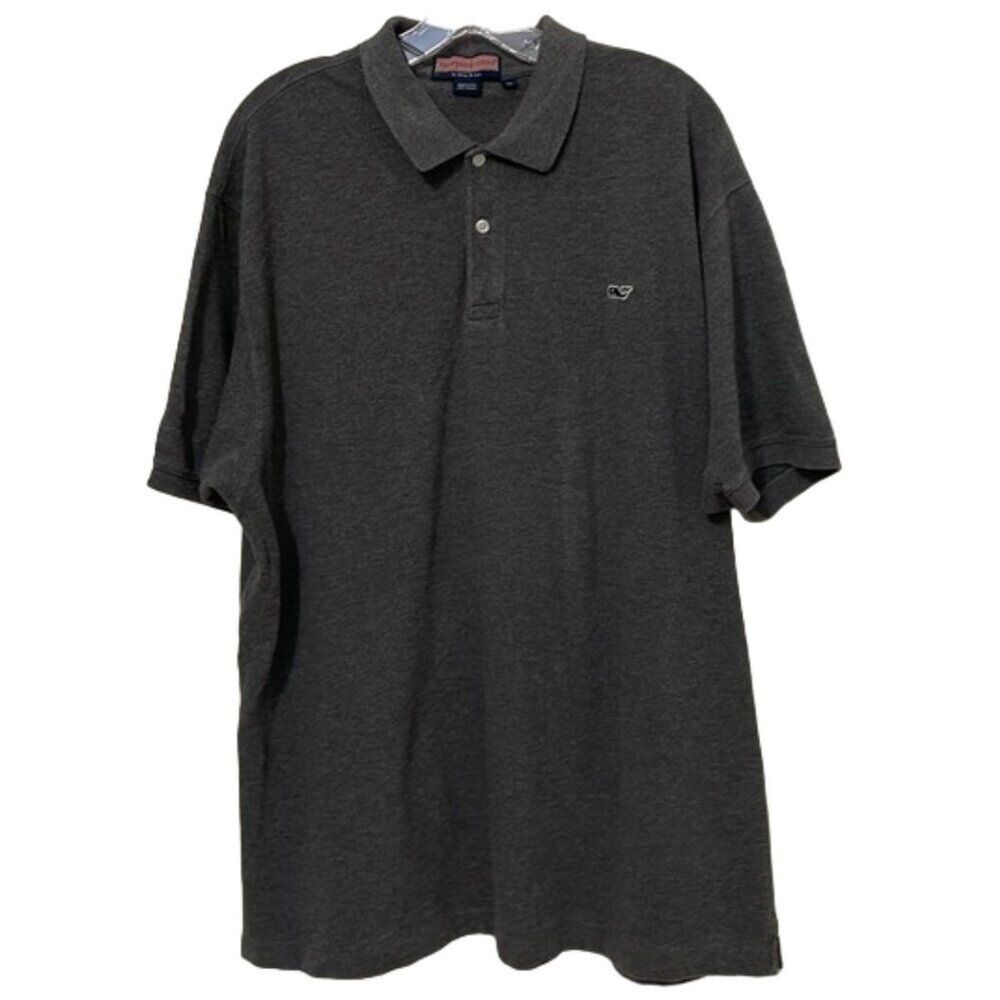 Vineyard Vines Gray Cotton Polo Shirt Men's Size Extra Large Short Sleeve Preppy